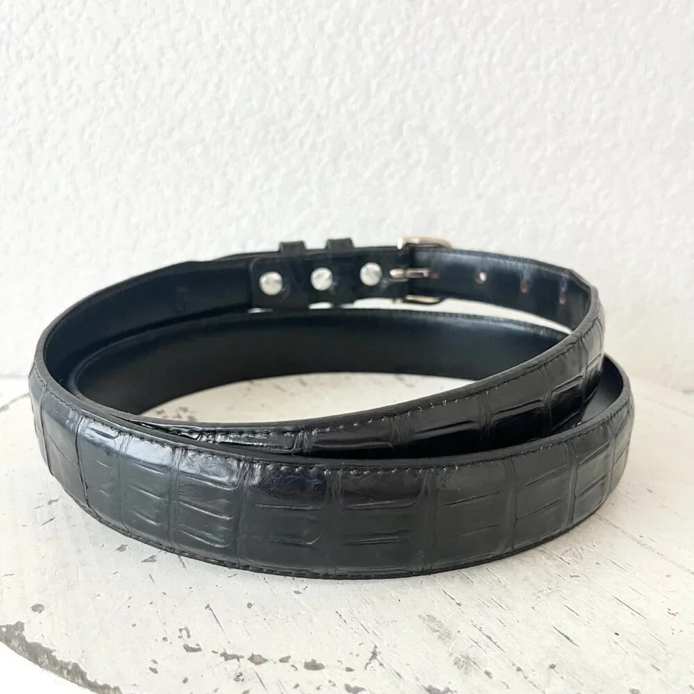 Rod Patrick Boots Mens Black Western Belt Size 32 & 1 3/8in Wide Taper Caiman
